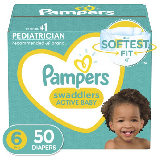 Product image of Pampers Swaddlers Diapers, Soft and Absorbent, Size 6, 50 Ct