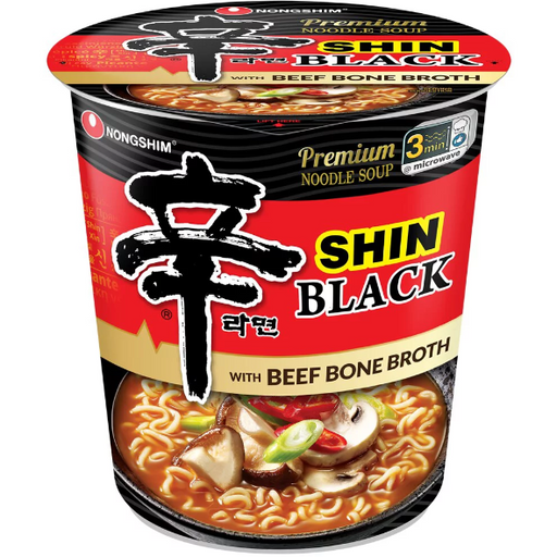 Product image of Nongshim Shin Black Spicy Beef & Bone Broth Ramyun Premium Ramen Noodle Soup Cup, 3.5oz
