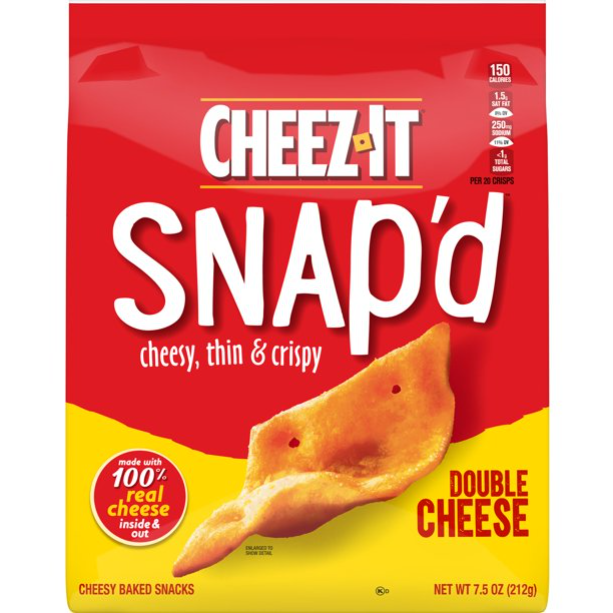 Product image of Cheez-It Snap'd Cheese Cracker Chips, Thin Crisps, Lunch Snacks, Double Cheese, 7.5oz
