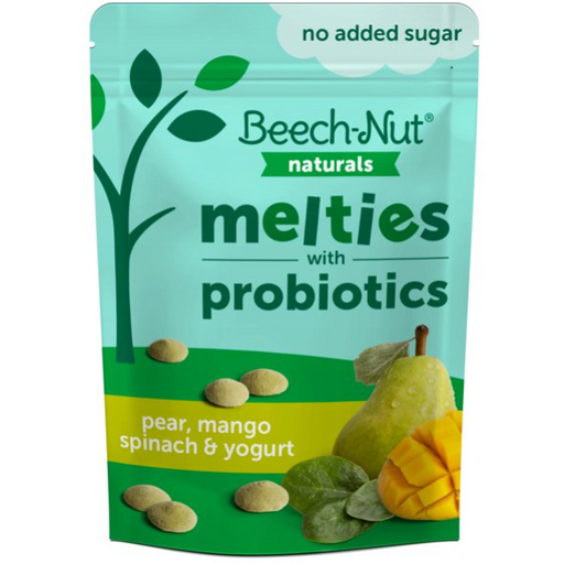 Product image of Beech-Nut Melties with Probiotics, Stage 3, Pear Mango Spinach & Yogurt Toddler Snack, 1 oz