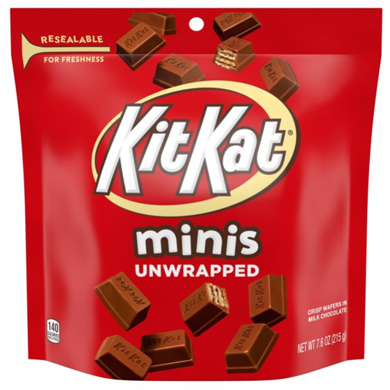 Product image of KIT KAT, Minis Unwrapped Milk Chocolate Wafer Candy Bar, 7.6 oz, Resealable Pouch