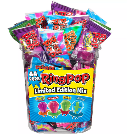 Product image of Ring Pop Assorted Flavors Lollipops Candy Tub Bulk Variety Pack (0.5 oz., 44 ct.)