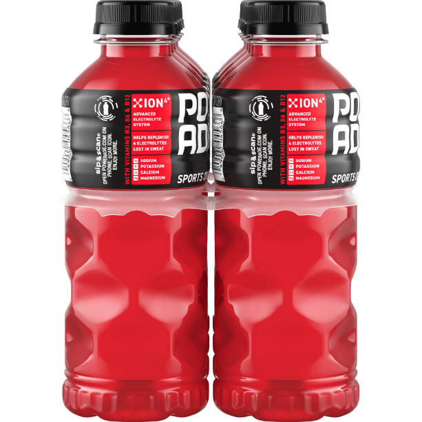 Product image of POWERADE Fruit Punch, ION4 Electrolyte Enhanced Fruit Flavored Sports Drink w/ Vitamins B3, B6, and B12, Replenish Sodium, Calcium, Potassium, Magnesium, 20 fl oz, 8 Pack