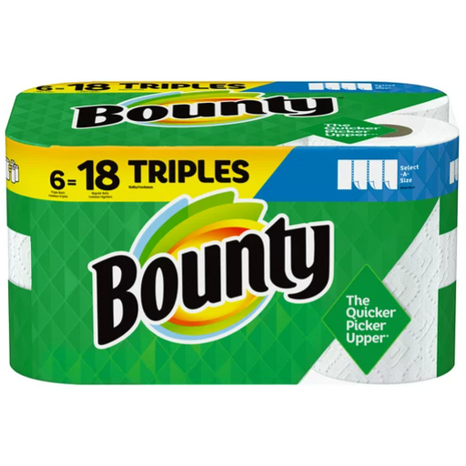 Product image of Bounty Select-A-Size Paper Towels, White, 6 Triple Rolls
