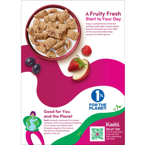Product image of Kashi Breakfast Cereal, Vegan Protein, Organic Fiber Cereal, Berry Fruitful, 15.6 Oz