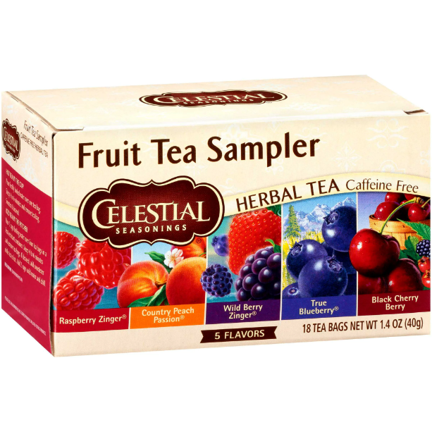 Product image of Celestial Seasonings Herbal Tea, Caffeine Free Fruit Tea Sampler, 18 Count Tea Bags