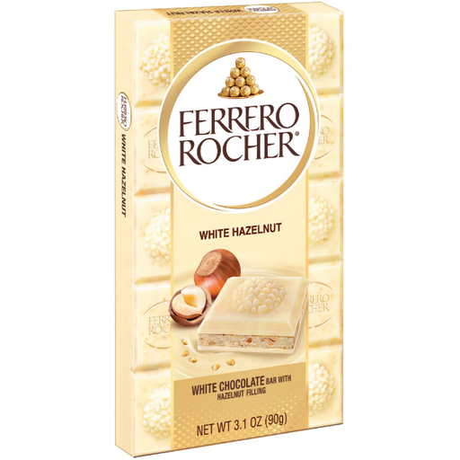 Product image of Ferrero Rocher Premium Chocolate Bar, White Chocolate Hazelnut, Holiday Chocolate, Great for Holiday Gift Baskets, 3.1 oz