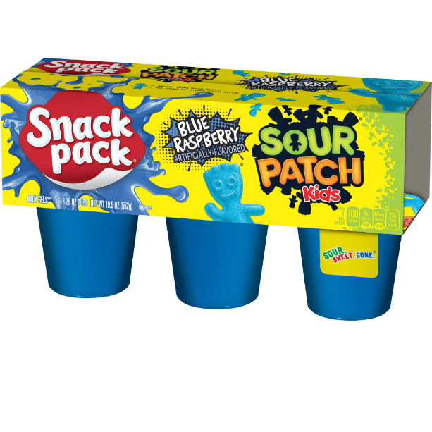 Product image of Snack Pack SOUR PATCH KIDS BLUE RASPBERRY Flavored Juicy Gels, 6 Count Snack Cups
