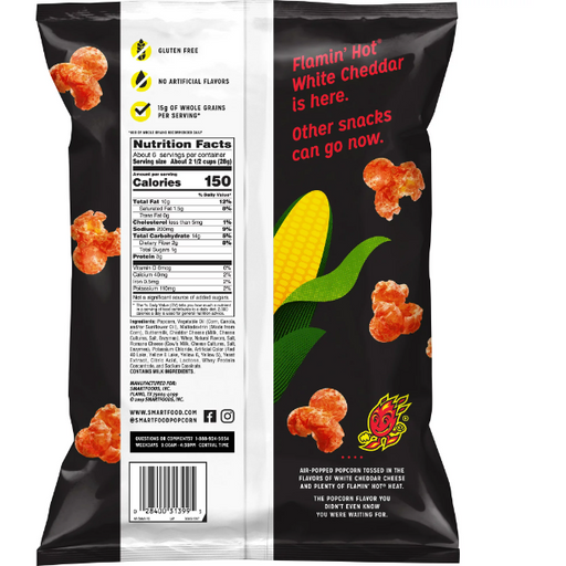 Product image of Smartfood Popcorn Flamin' Hot White Cheddar 6.25 Ounce