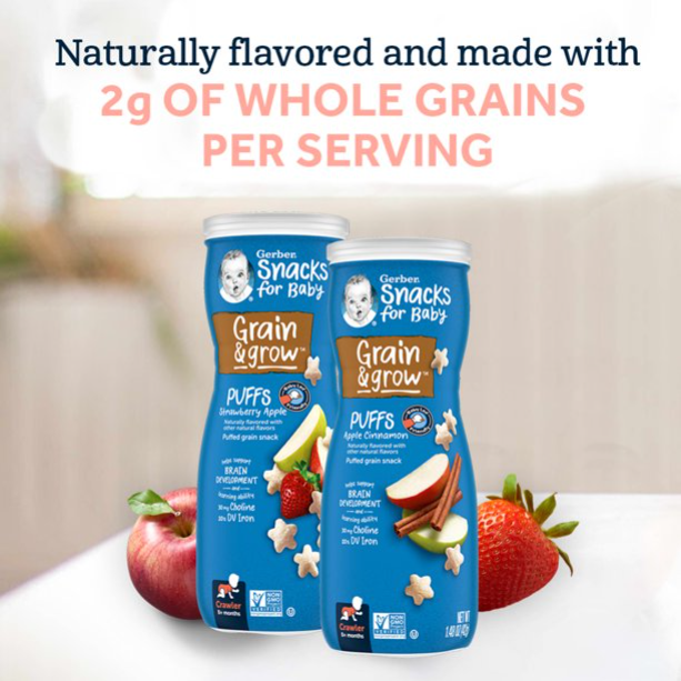 Product image of Gerber Puffs Strawberry Apple Cereal Snacks, 1.48 Oz
