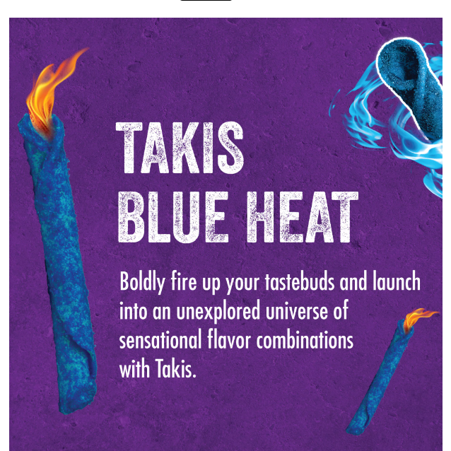 Product image of Takis Blue Heat Rolled Tortilla Chips, Hot Chili Pepper Artificially Flavored, 9.9 Ounce Bag