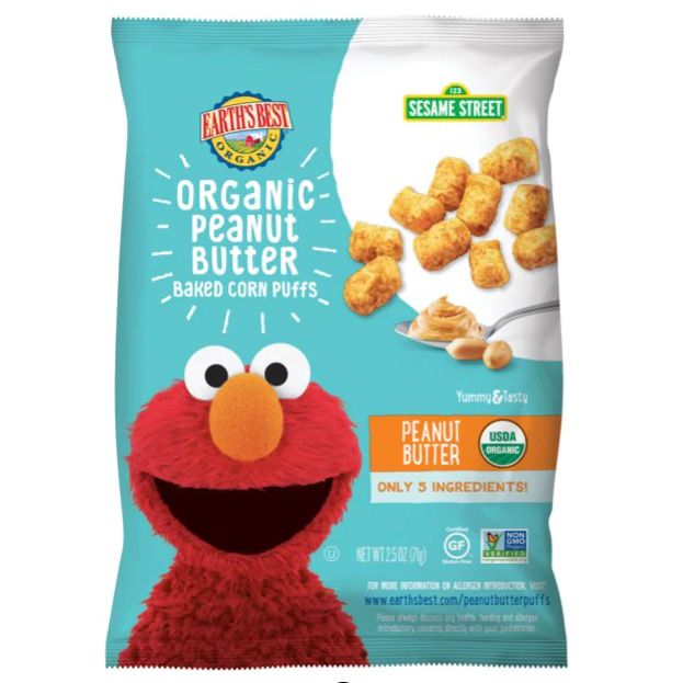 Product image of Earth's Best Organic Sesame Street Peanut Butter Baked Corn Puffs, 2.5 oz.