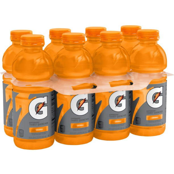 Product image of Gatorade Orange Thirst Quencher Sports Drink, 20 oz, 8 Pack Bottles