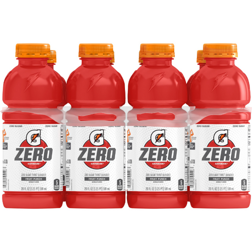 Product image of Gatorade G Zero Sugar Fruit Punch Thirst Quencher Sports Drink 20 oz, 8 Pack Bottles