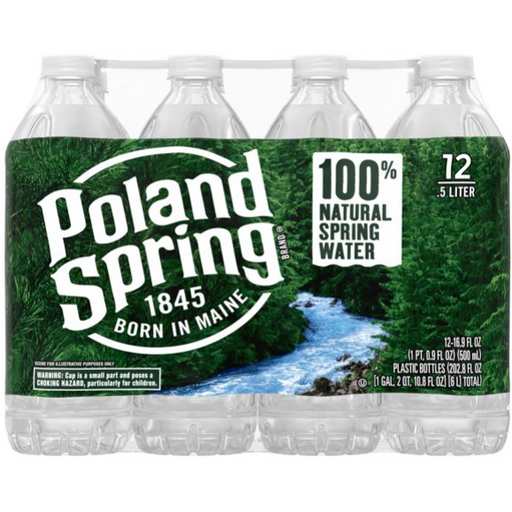 Product image of Poland Spring 100% Natural Spring Water, 16.9 Fl Oz, 12 Count Bottles