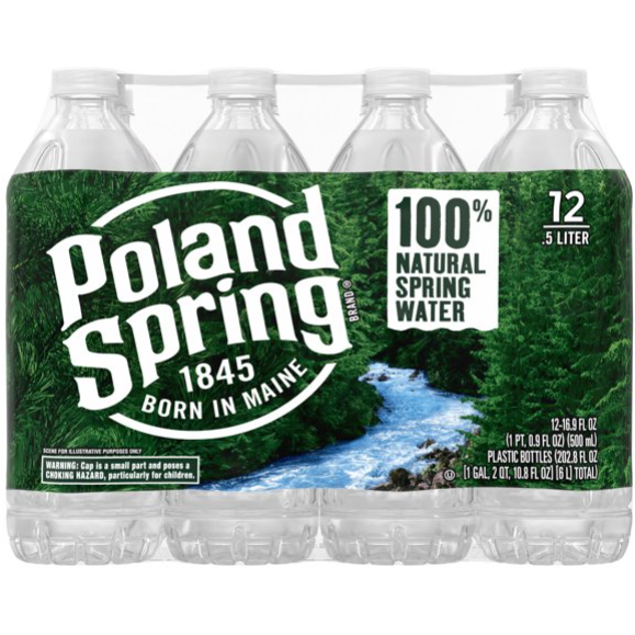 Product image of Poland Spring 100% Natural Spring Water, 16.9 Fl Oz, 12 Count Bottles