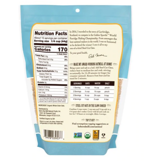 Product image of Bob's Red Mill Organic Steel Cut Oats, 24 oz