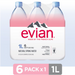 Product image of evian Natural Spring Water bottles, 33.8 fl oz, 6 pack