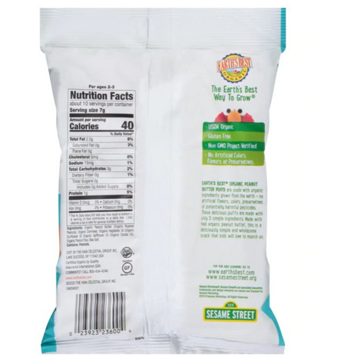 Product image of Earth's Best Organic Sesame Street Peanut Butter Baked Corn Puffs, 2.5 oz.