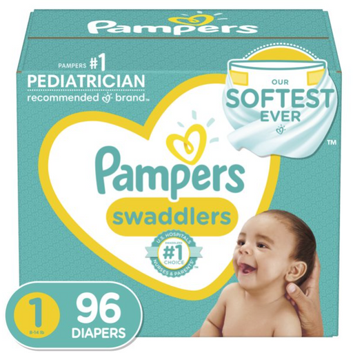 Product image of Pampers Swaddlers Diapers, Soft and Absorbent, Size 1, 96 Count