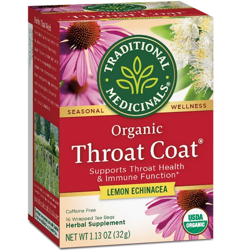 Product image of Traditional Medicinals Tea, Organic Throat Coat Lemon Echinacea, Tea Bags, 16 Count