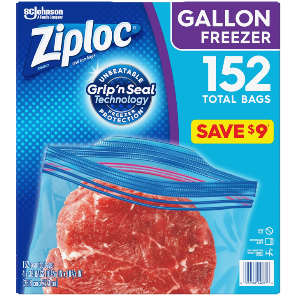 Product image of Ziploc Easy Open Tabs Freezer Gallon Bags (152 ct.)