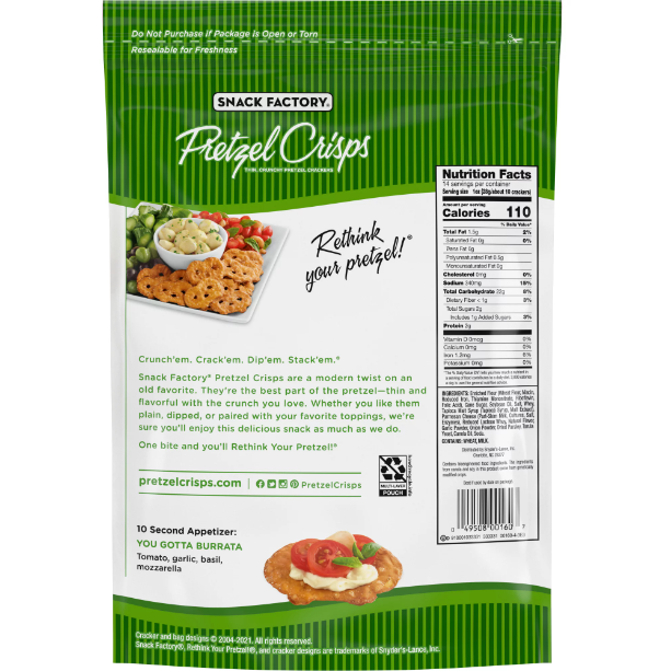 Product image of Snack Factory Pretzel Crisps, Garlic Parmesan, Party Size, 14 oz