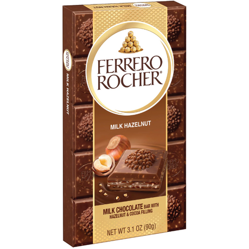 Product image of Ferrero Rocher Premium Chocolate Bar, Milk Chocolate Hazelnut, Holiday Chocolate, Great for Holiday Gift Baskets, 3.1 oz