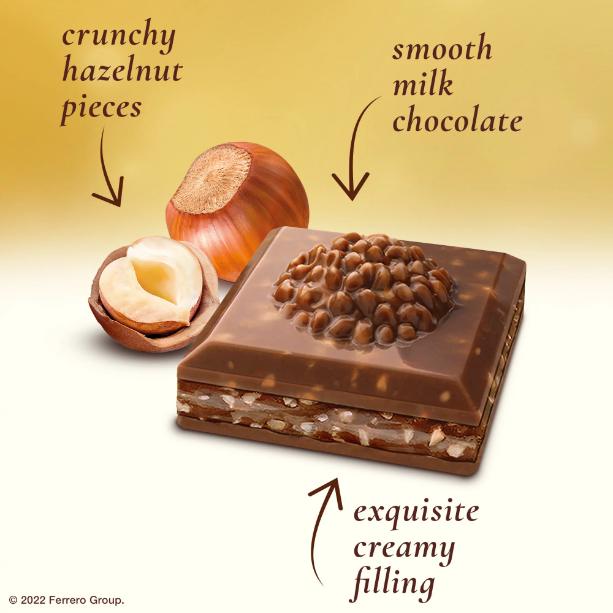 Product image of Ferrero Rocher Premium Chocolate Bar, Milk Chocolate Hazelnut, Holiday Chocolate, Great for Holiday Gift Baskets, 3.1 oz