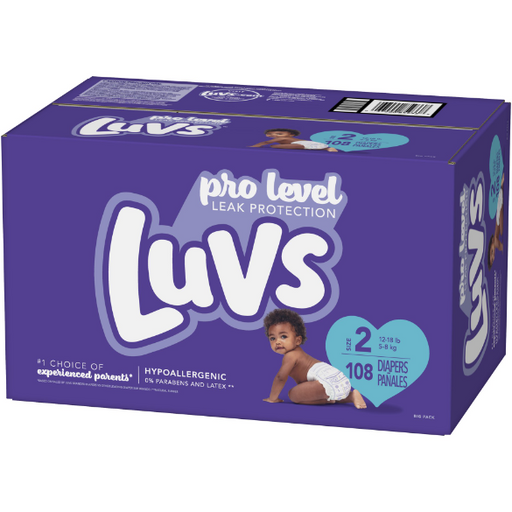 Product image of Luvs Pro Level Overnight Soft Wetness Indicator Diapers - Size 2, 104 Count