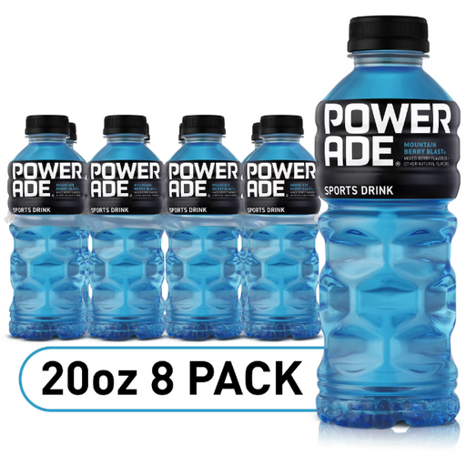 Product image of POWERADE Mountain Berry Blast, ION4 Electrolyte Enhanced Fruit Flavored Sports Drink w/ Vitamins B3, B6, and B12, Replenish Sodium, Calcium, Potassium, Magnesium, 20 fl oz, 8 Pack