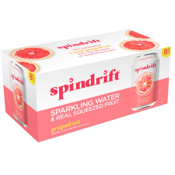 Product image of Spindrift Unsweetened Grapefruit Sparkling Water, 12 Fl Oz, 8 Pack Cans